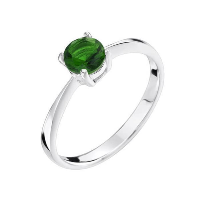 Anel com Pedra Zircônia Verde Esmeralda Prata 950 (0)