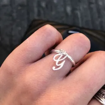 Anel com Pingente de Letra Inicial do Nome Prata 950 (0)