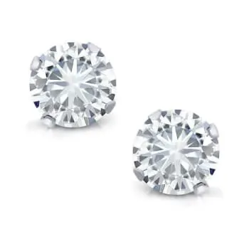 Brinco Ponto de Luz Prata 950 Zirconia Redonda 7 mm (0)