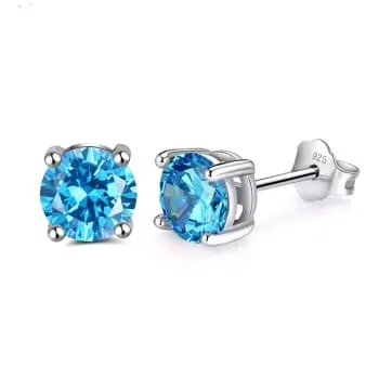 Brinco com Pedra Azul Claro em Prata 925 (0)