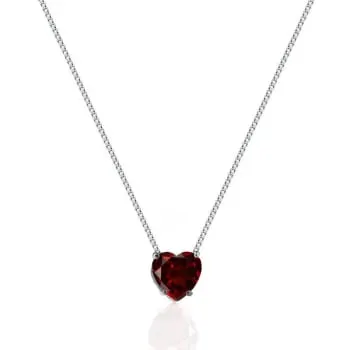 Colar com Pingente de Coração Vermelho em Prata 925 (0)