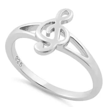 Anel Prata 925 Nota Musical Aro Duplo Clave De Sol (0)