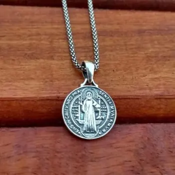 Colar com Medalha de São Bento em Prata Envelhecida 925 - 40 cm (0)