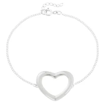 Pulseira com Coração Grande Vazado em Prata 925 (0)