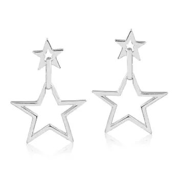 Brinco com Duas Estrelas Vazadas em Prata 950 (0)